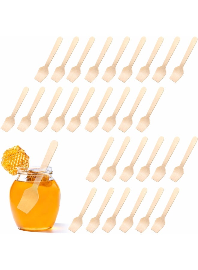 30 Pack Eco Friendly Mini Wooden Tasting Spoons, 3.75" Natural wood Disposable Spoon, Square End Sampling Spoons for Ice Cream, Yogurt, Desserts & Catering Events - Image 1